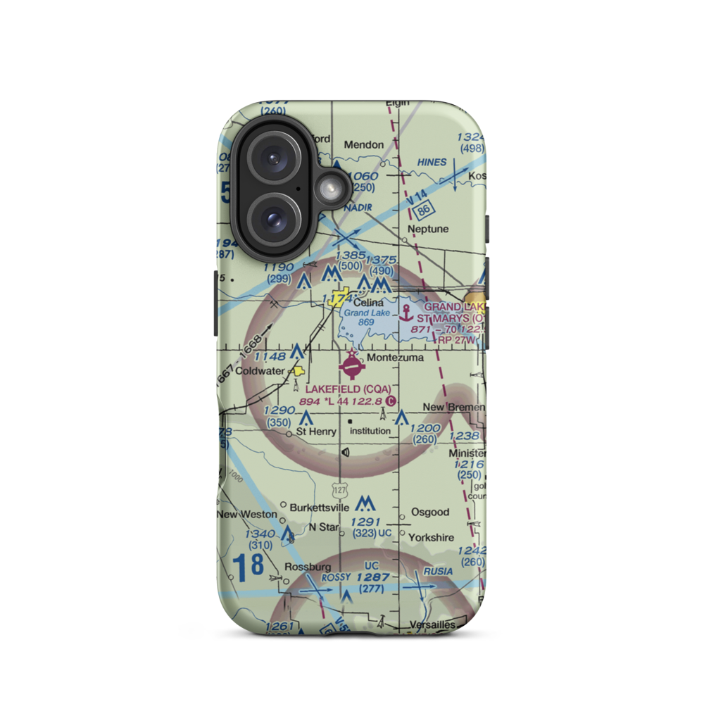Lakefield Airport (CQA) VFR Sectional  Tough iPhone Case iPhone 16 model shown