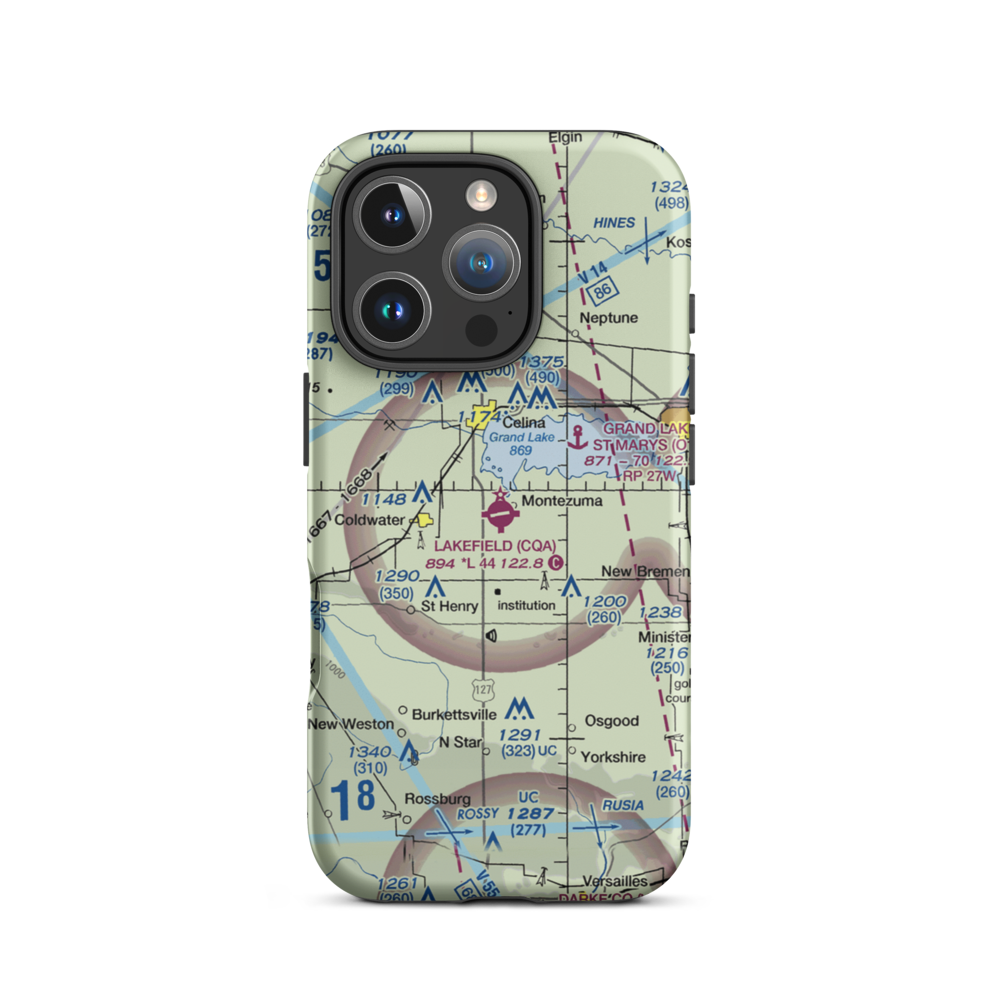 Lakefield Airport (CQA) VFR Sectional  Tough iPhone Case iPhone 16 Pro model shown