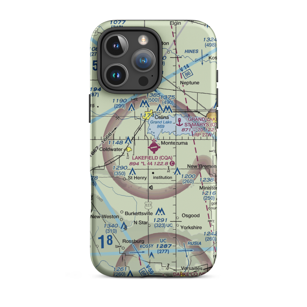 Lakefield Airport (CQA) VFR Sectional  Tough iPhone Case iPhone 16 Pro Max model shown