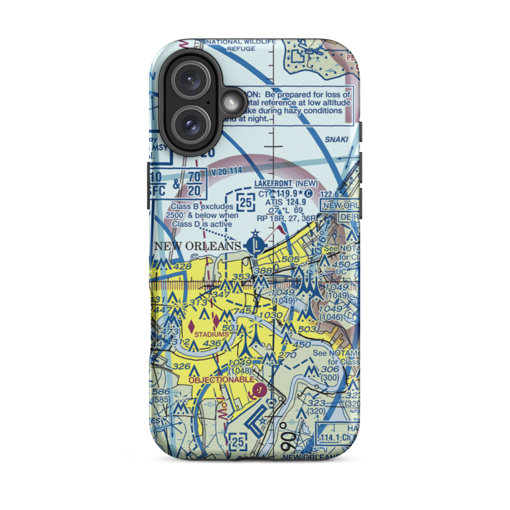 Lakefront Airport (NEW) VFR Sectional  Tough iPhone Case iPhone 16 Plus model shown