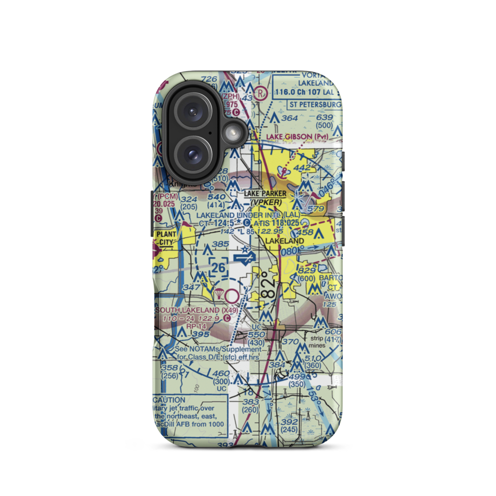 Lakeland Linder International Airport (LAL) VFR Sectional  Tough iPhone Case iPhone 16 model shown