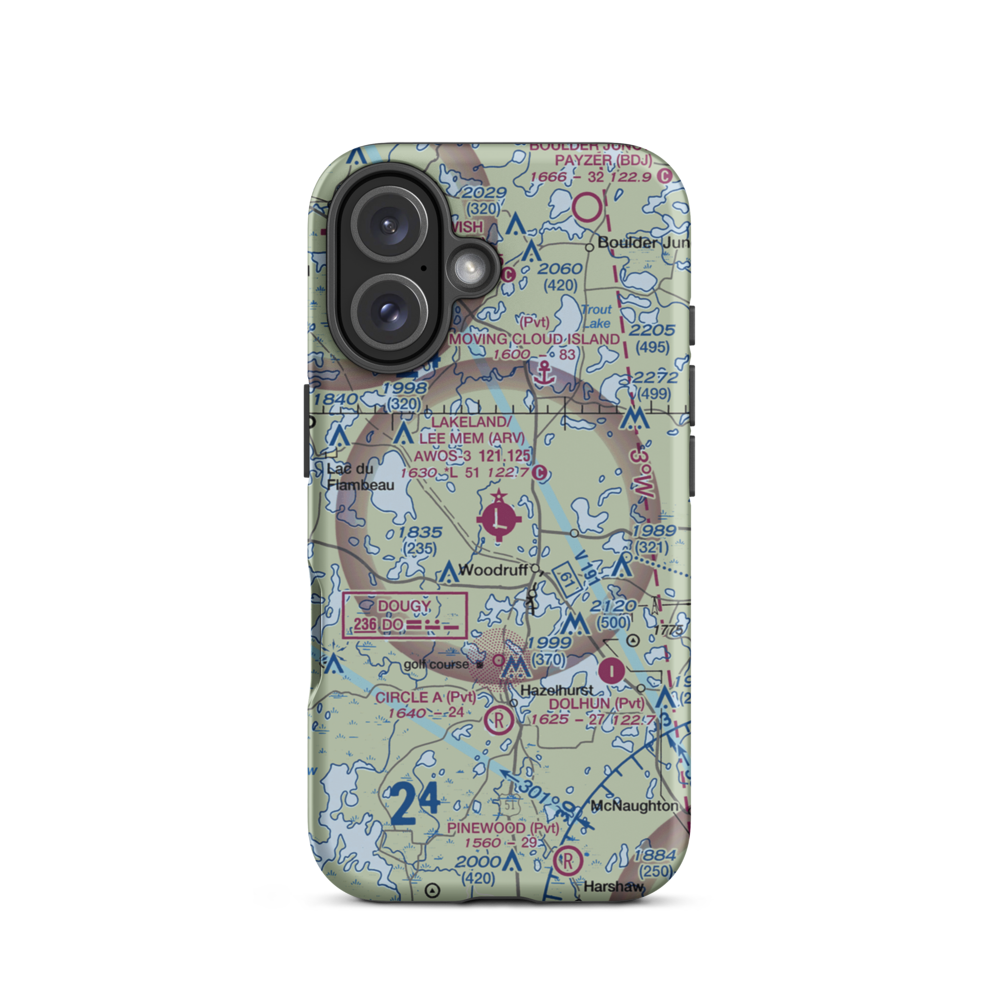 Lakeland-Noble F. Lee Memorial field (ARV) VFR Sectional  Tough iPhone Case iPhone 16 model shown