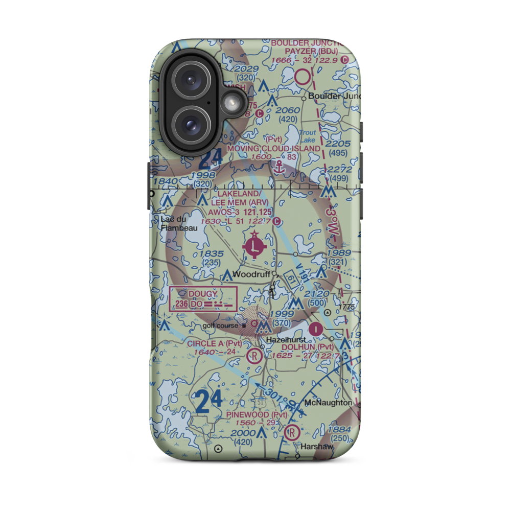 Lakeland-Noble F. Lee Memorial field (ARV) VFR Sectional  Tough iPhone Case iPhone 16 Plus model shown