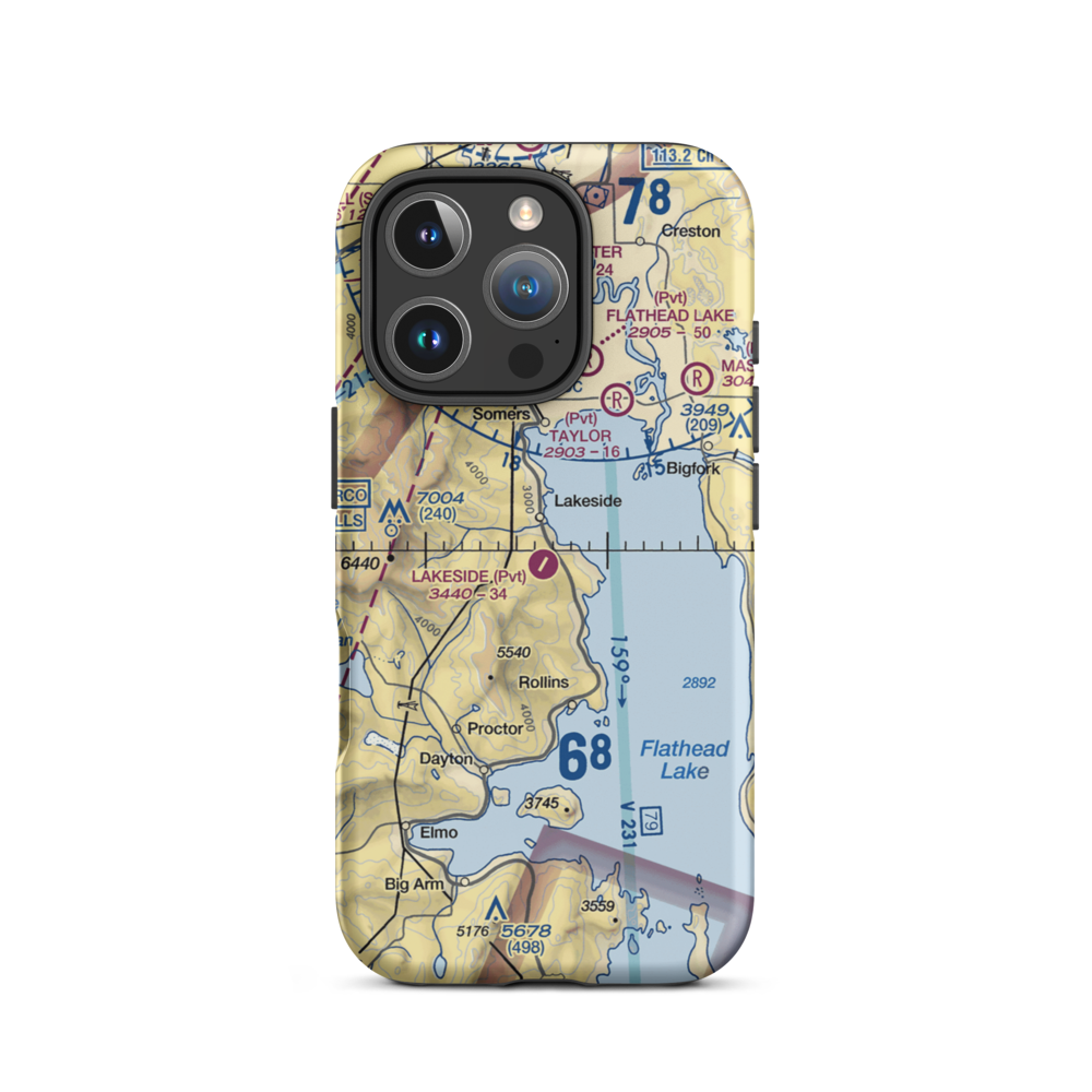 Lakeside Airport (MT03) VFR Sectional  Tough iPhone Case iPhone 16 Pro model shown
