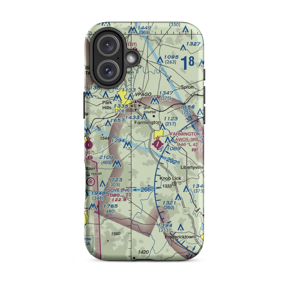 Lakeside Airport (MU65) VFR Sectional  Tough iPhone Case iPhone 16 Plus model shown