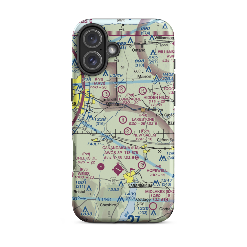 Lakestone Farm Airport (NY11) VFR Sectional  Tough iPhone Case iPhone 16 Plus model shown