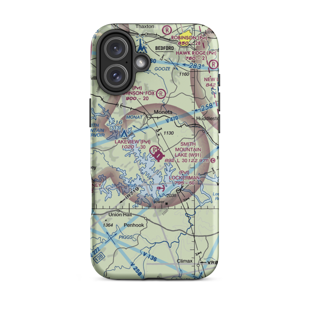 Lakeview Aerodrome (VA68) VFR Sectional  Tough iPhone Case iPhone 16 Plus model shown