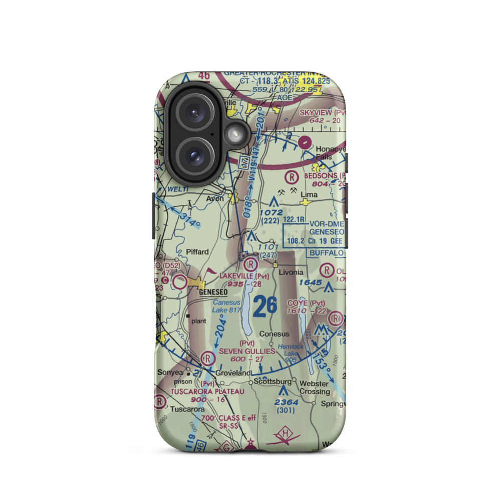 Lakeville Airport (NY15) VFR Sectional  Tough iPhone Case iPhone 16 model shown