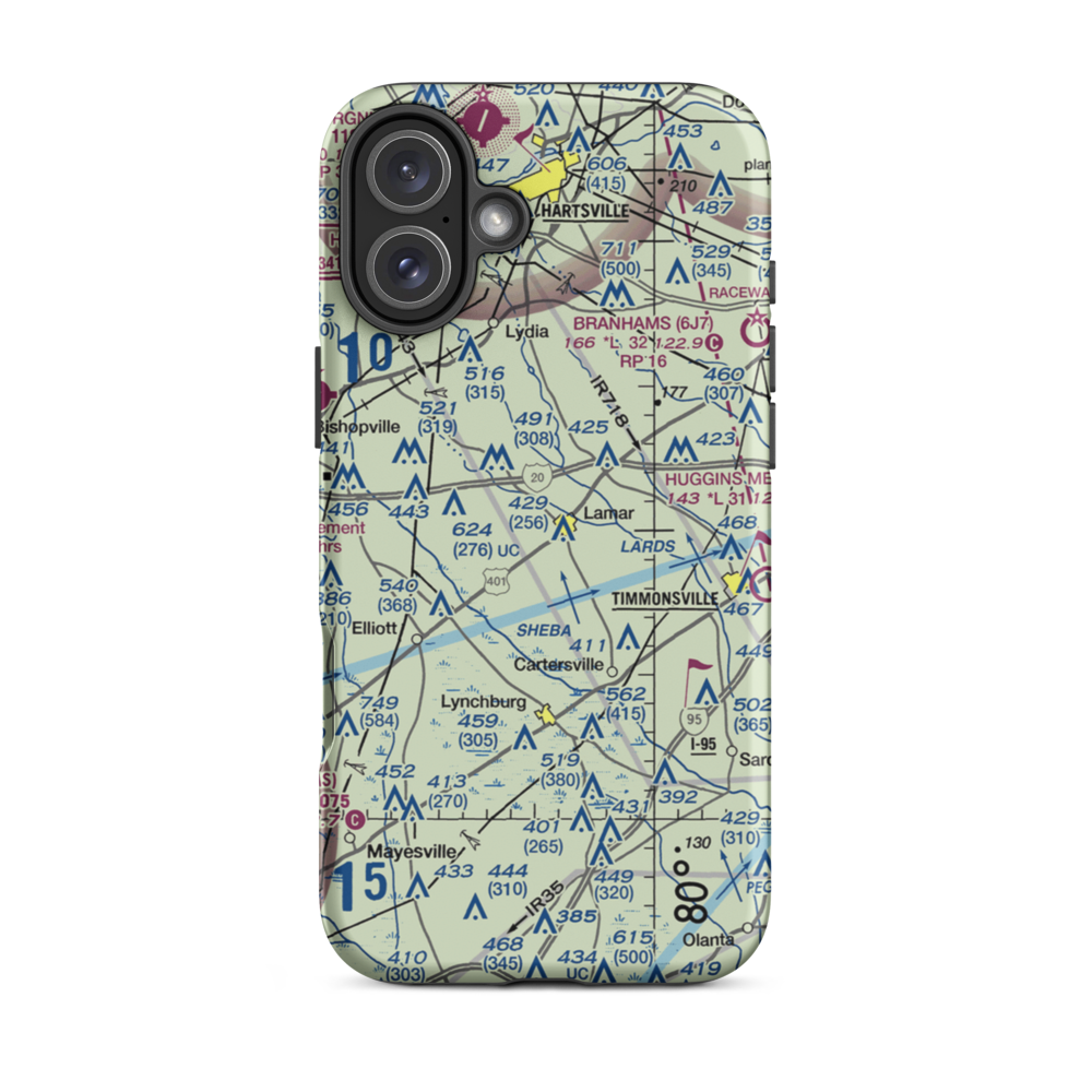 Lamar Airport (SC19) VFR Sectional  Tough iPhone Case iPhone 16 Plus model shown