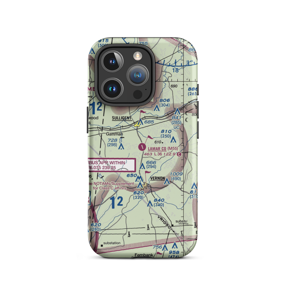 Lamar County Airport (M55) VFR Sectional  Tough iPhone Case iPhone 16 Pro model shown