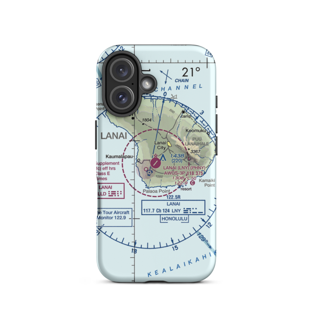 Lanai Airport (LNY) VFR Sectional  Tough iPhone Case iPhone 16 model shown