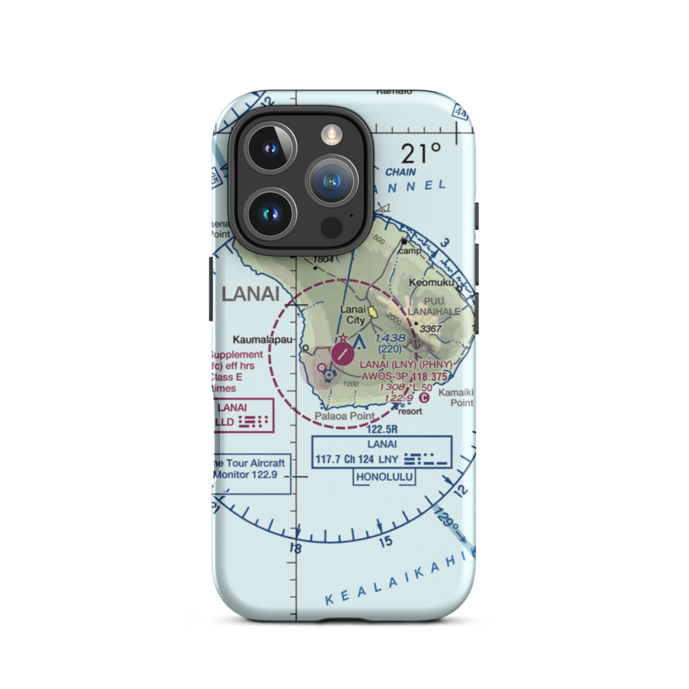 Lanai Airport (LNY) VFR Sectional  Tough iPhone Case iPhone 16 Pro model shown