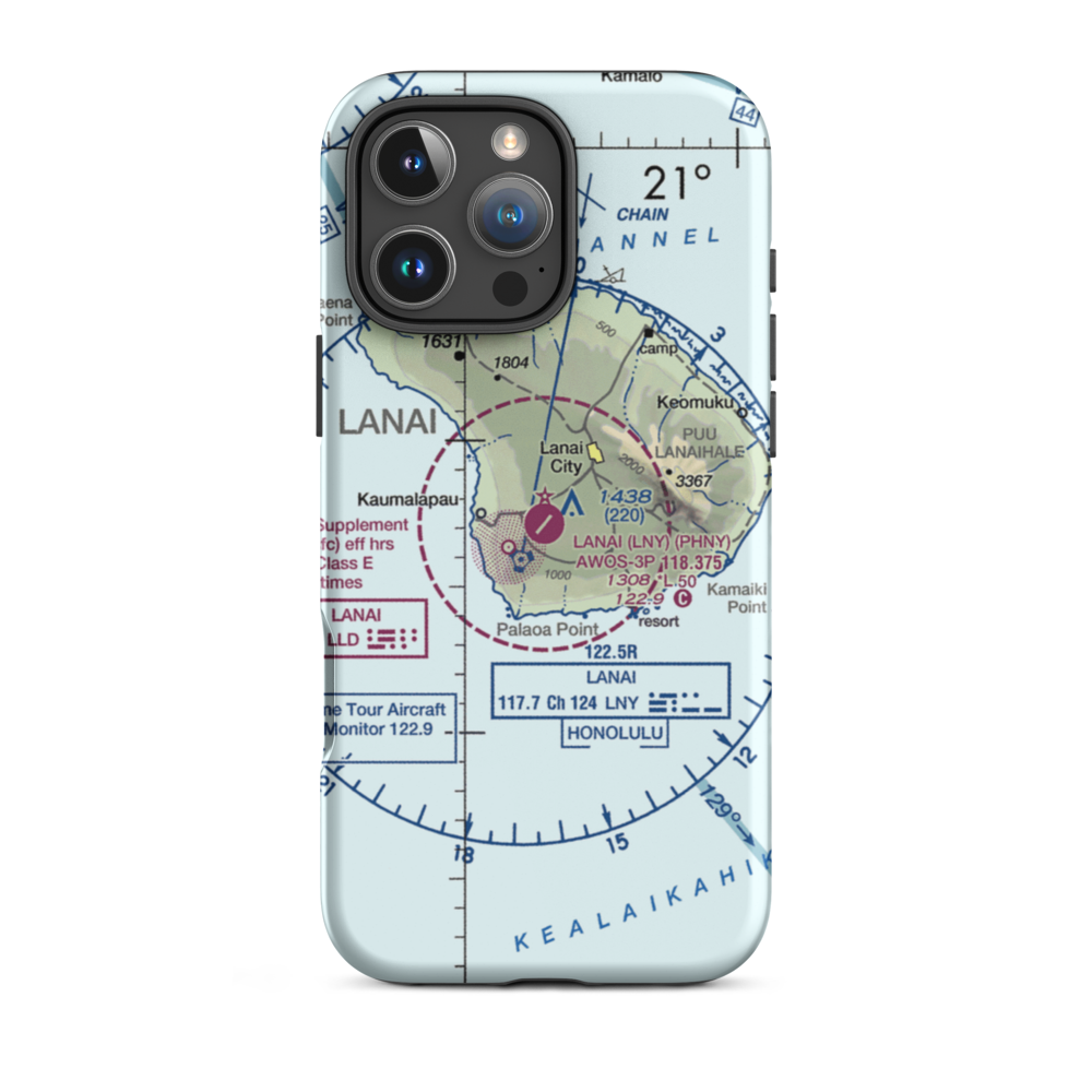 Lanai Airport (LNY) VFR Sectional  Tough iPhone Case iPhone 16 Pro Max model shown