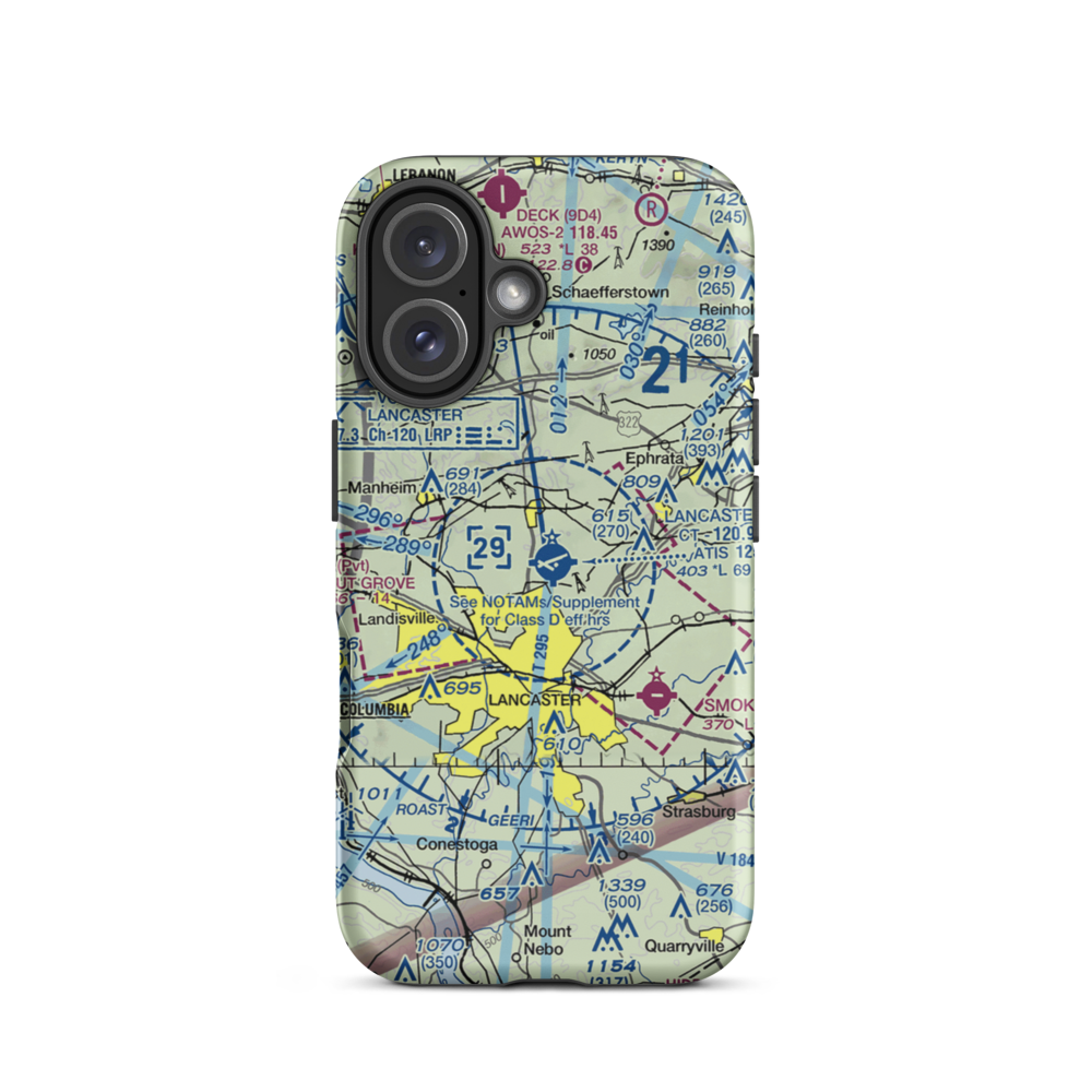 Lancaster Airport (LNS) VFR Sectional  Tough iPhone Case iPhone 16 model shown