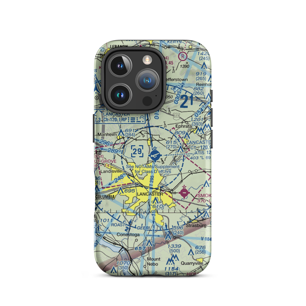 Lancaster Airport (LNS) VFR Sectional  Tough iPhone Case iPhone 16 Pro model shown