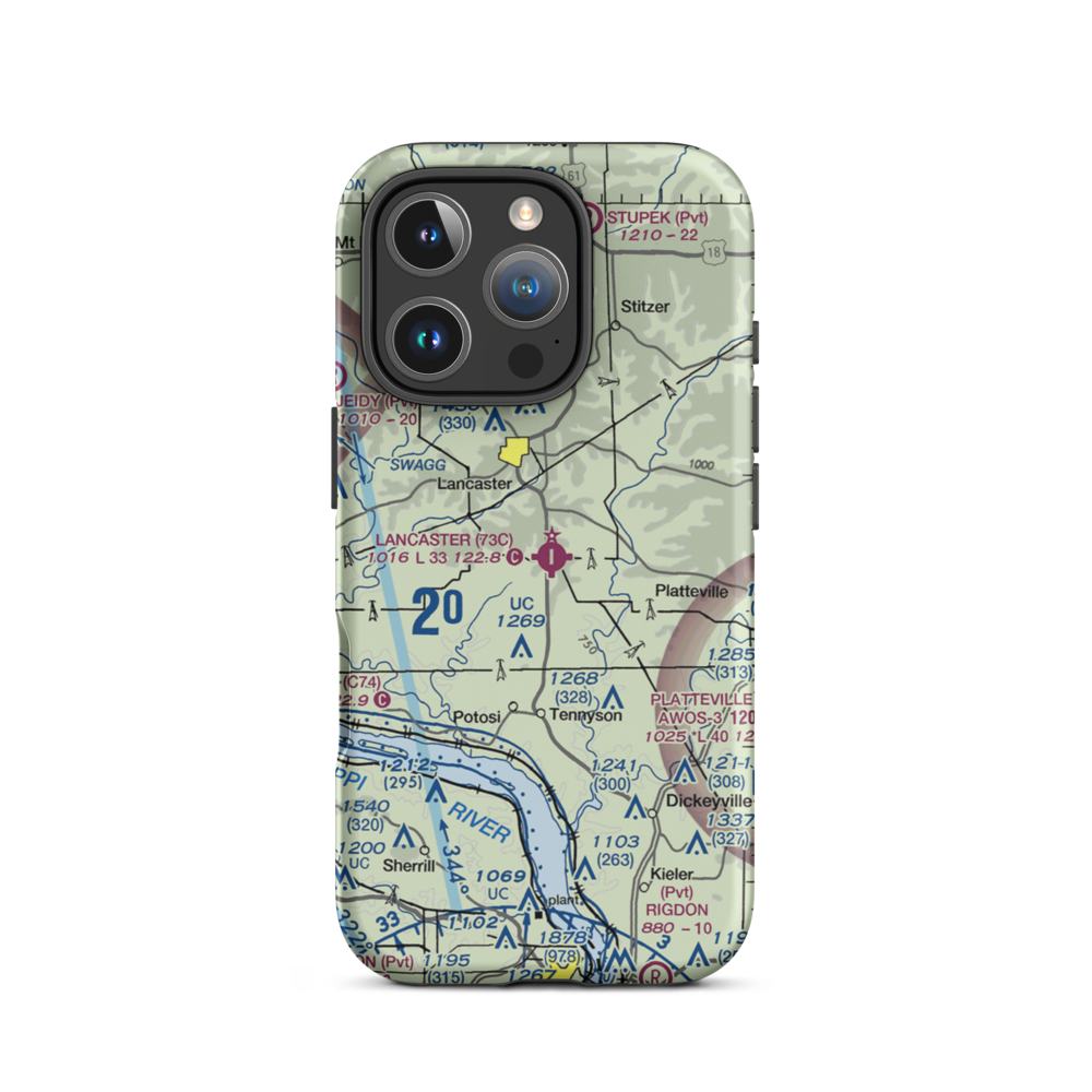 Lancaster Municipal Airport (73C) VFR Sectional  Tough iPhone Case iPhone 16 Pro model shown