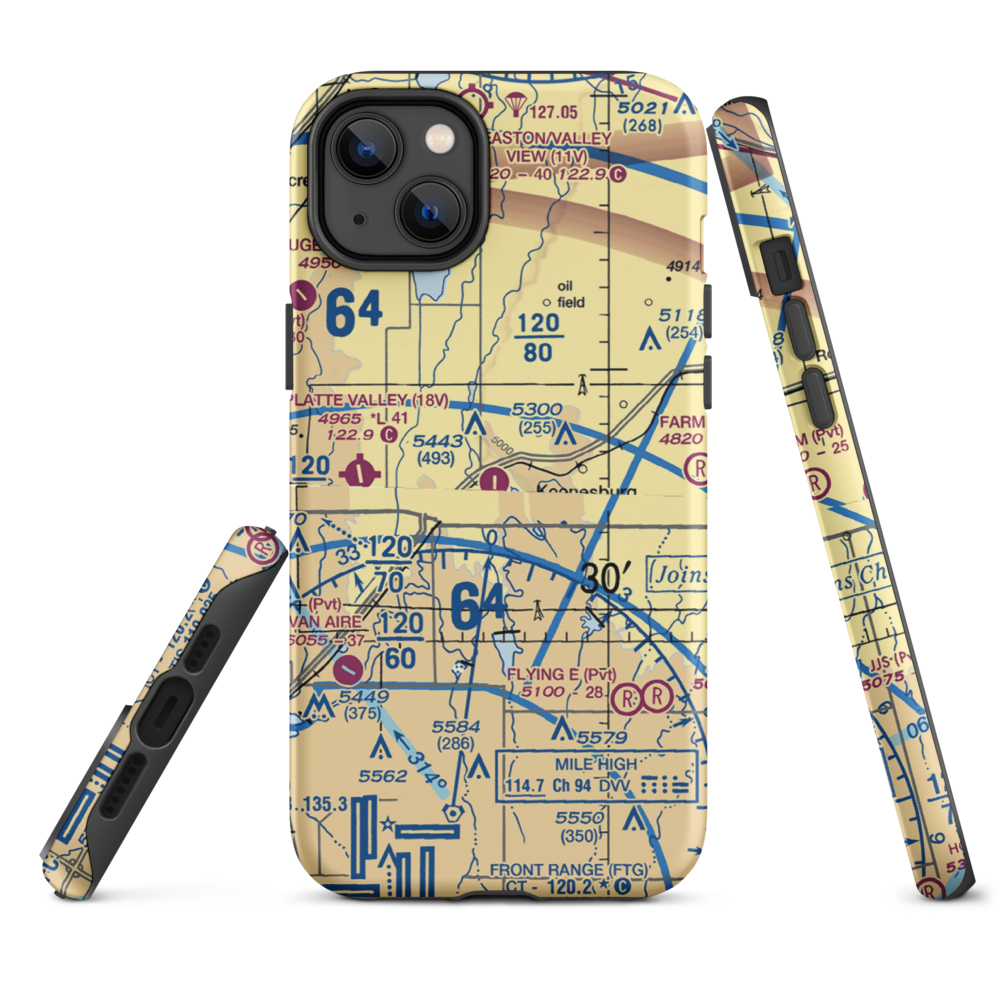 Land Airport (CO82) VFR Sectional  Tough iPhone Case iPhone 14 Plus model shown