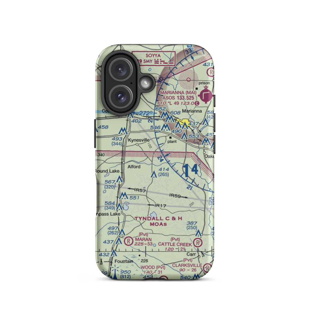 Land's Field (21FD) VFR Sectional  Tough iPhone Case iPhone 16 model shown