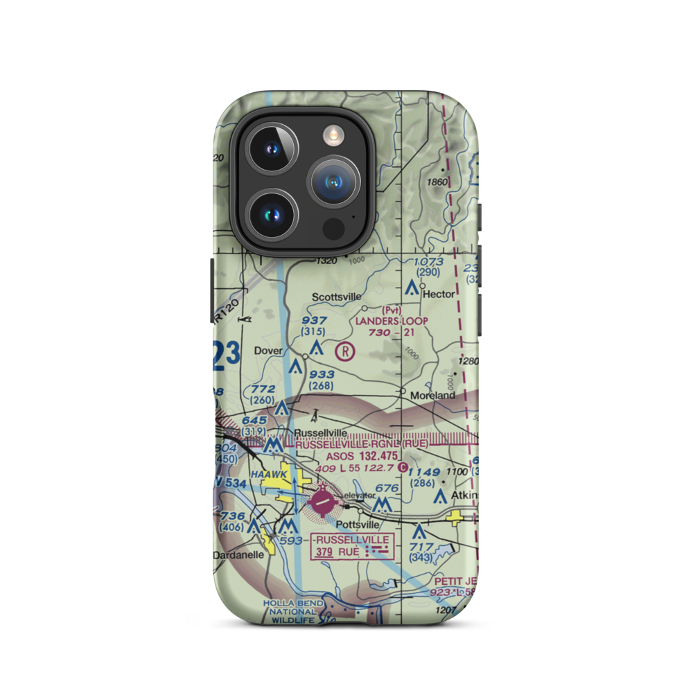 Landers Loop Airport (AR89) VFR Sectional  Tough iPhone Case iPhone 16 Pro model shown