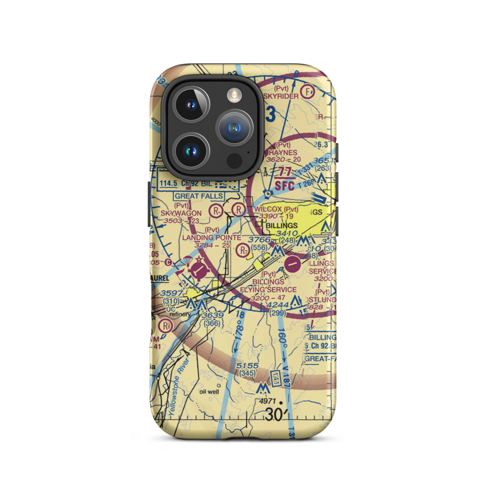 Landing Pointe Airport (MT57) VFR Sectional  Tough iPhone Case iPhone 16 Pro model shown