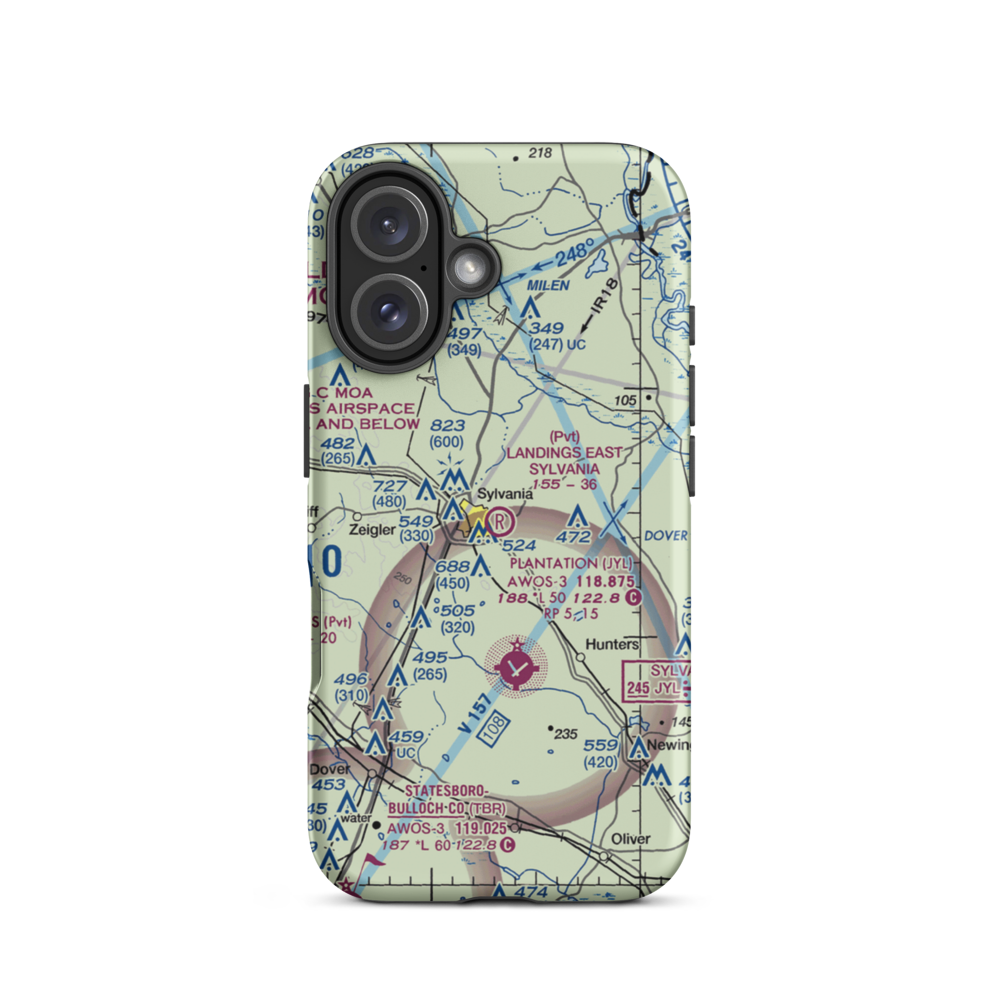 Landings East Sylvania Airport (76GA) VFR Sectional  Tough iPhone Case iPhone 16 model shown