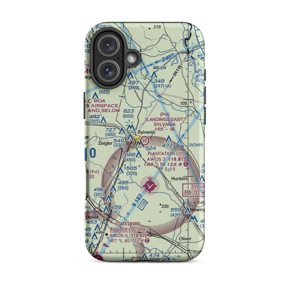 Landings East Sylvania Airport (76GA) VFR Sectional  Tough iPhone Case iPhone 16 Plus model shown