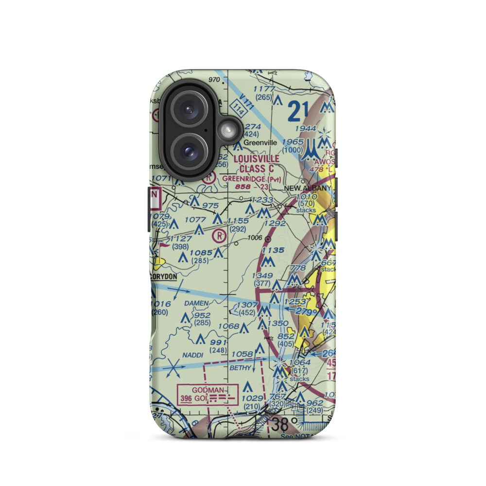 Lanesville Skyways Airport (IN13) VFR Sectional  Tough iPhone Case iPhone 16 model shown