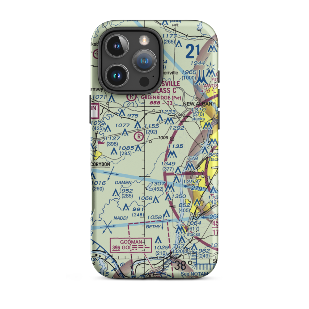 Lanesville Skyways Airport (IN13) VFR Sectional  Tough iPhone Case iPhone 16 Pro Max model shown