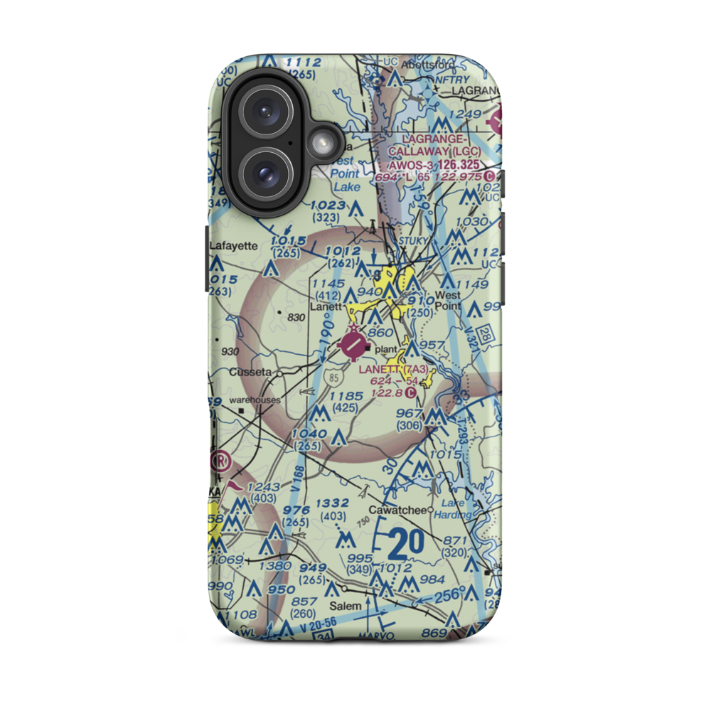 Lanett Municipal Airport (7A3) VFR Sectional  Tough iPhone Case iPhone 16 Plus model shown