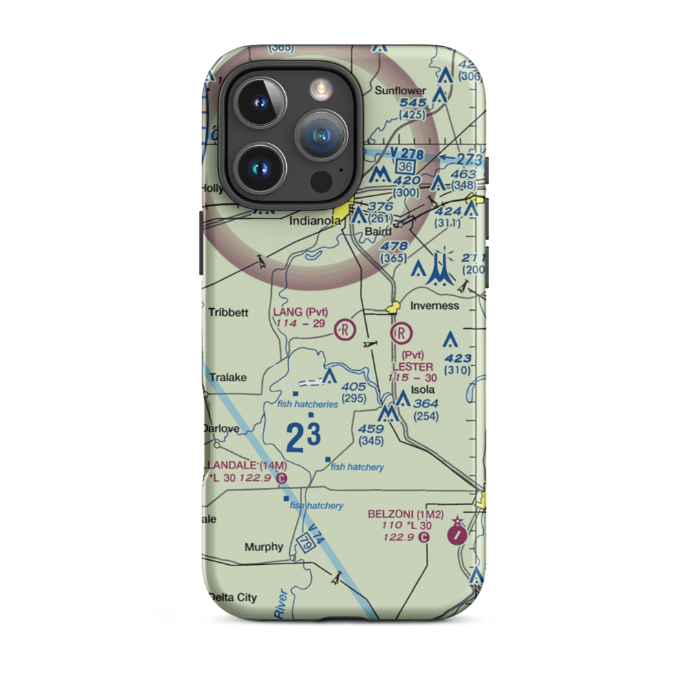 Lang Flying Service Airport (MS77) VFR Sectional  Tough iPhone Case iPhone 16 Pro Max model shown