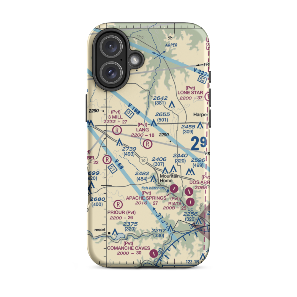 Lang Ranch Airport (84XS) VFR Sectional  Tough iPhone Case iPhone 16 Plus model shown