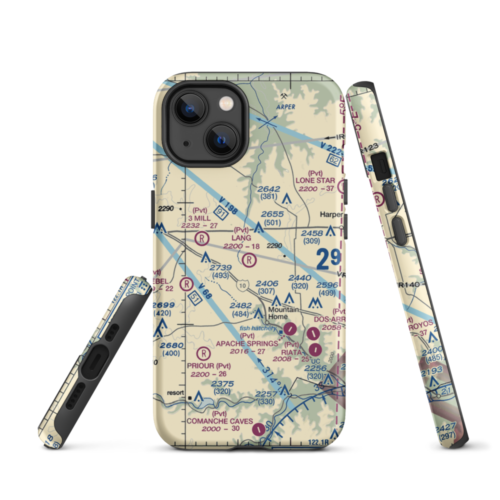 Lang Ranch Airport (84XS) VFR Sectional  Tough iPhone Case iPhone 13 model shown