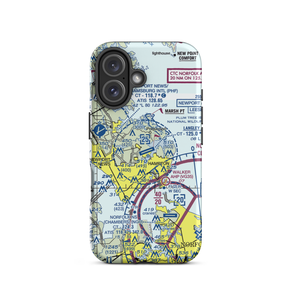 Langley Air Force Base (LFI) VFR Sectional  Tough iPhone Case iPhone 16 model shown
