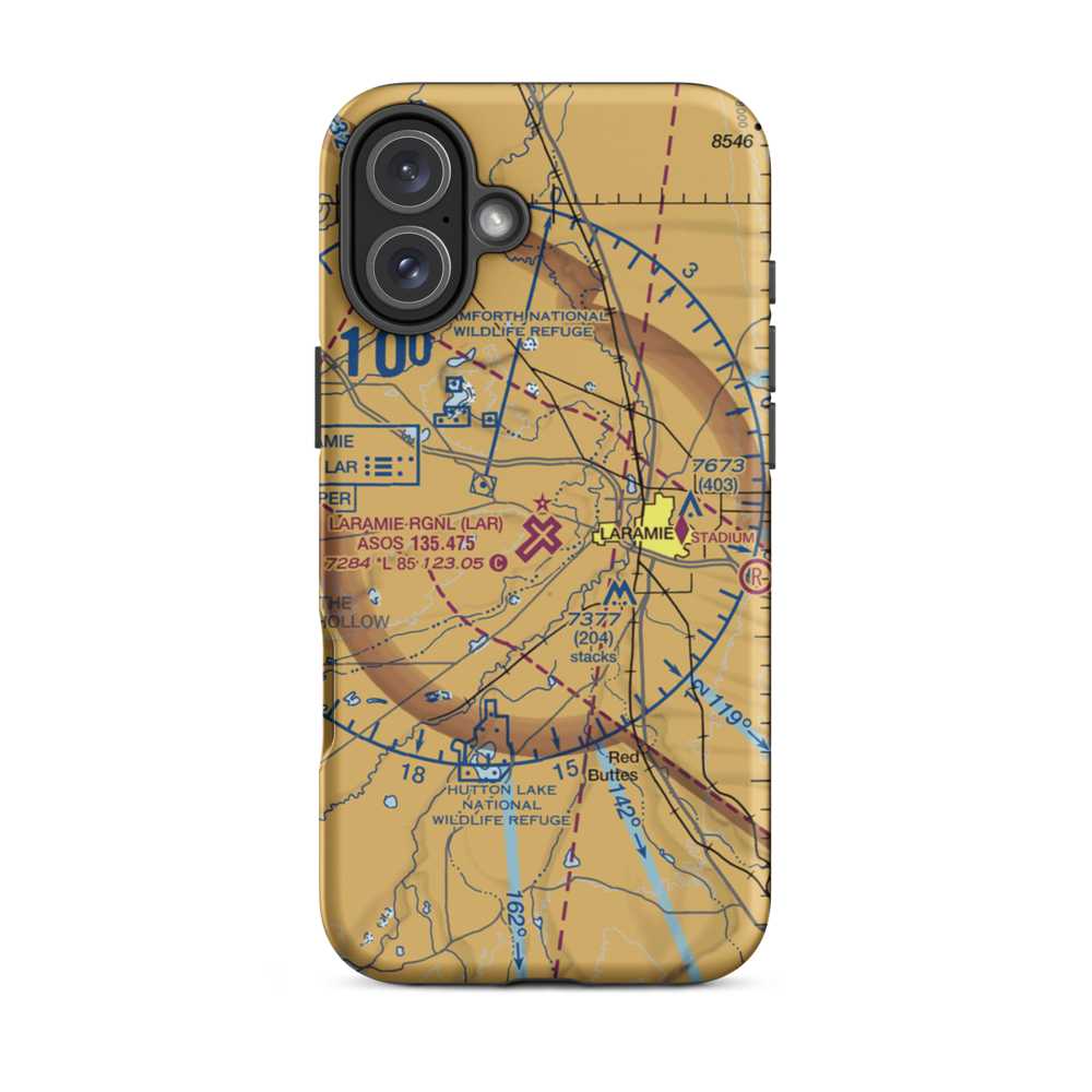 Laramie Regional Airport (LAR) VFR Sectional  Tough iPhone Case iPhone 16 Plus model shown