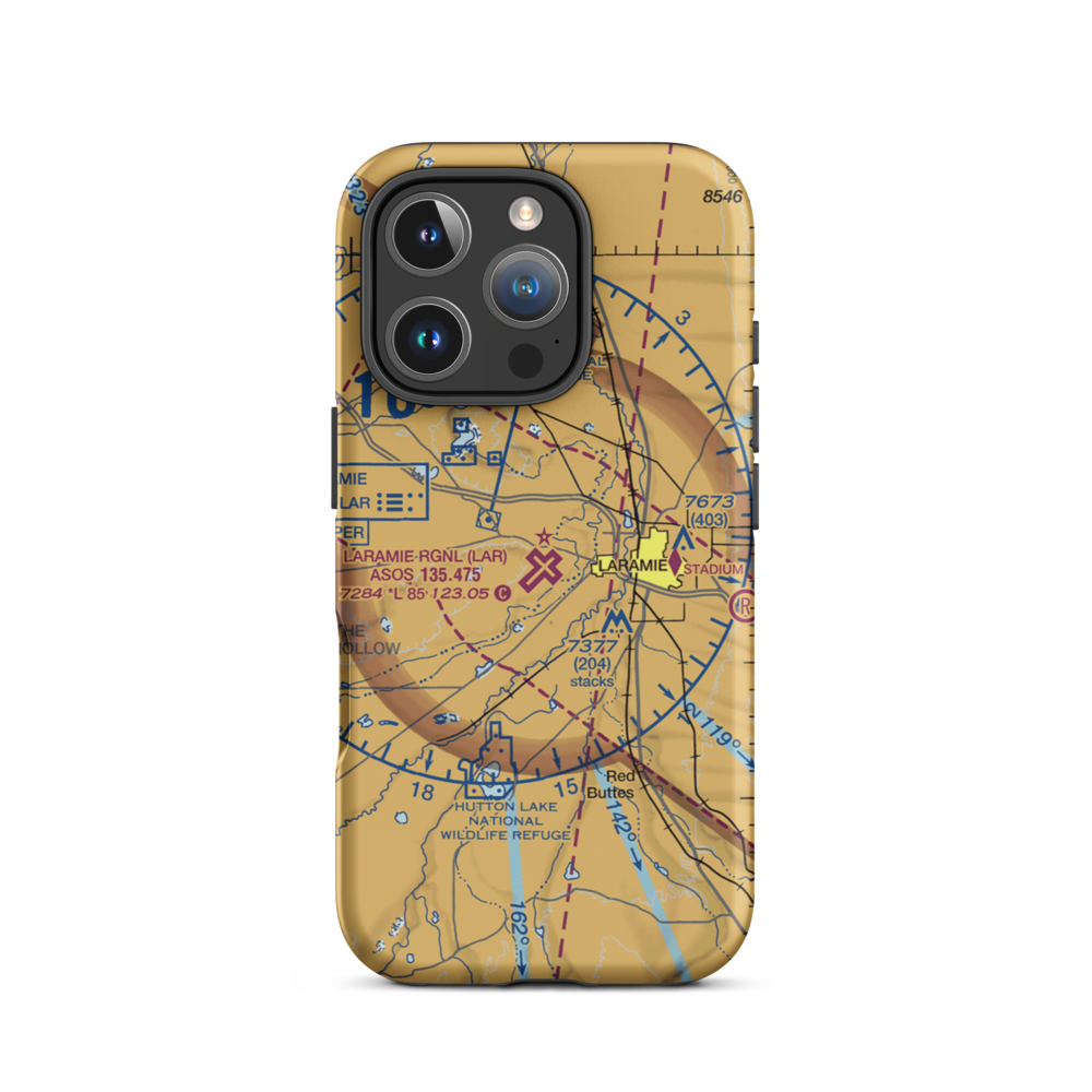 Laramie Regional Airport (LAR) VFR Sectional  Tough iPhone Case iPhone 16 Pro model shown
