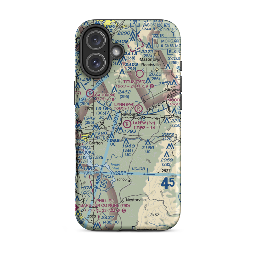 Larew Airport (WV53) VFR Sectional  Tough iPhone Case iPhone 16 Plus model shown
