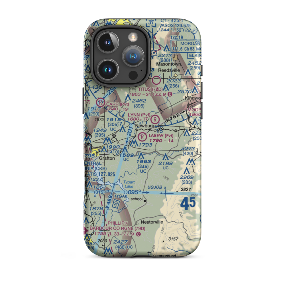 Larew Airport (WV53) VFR Sectional  Tough iPhone Case iPhone 16 Pro Max model shown