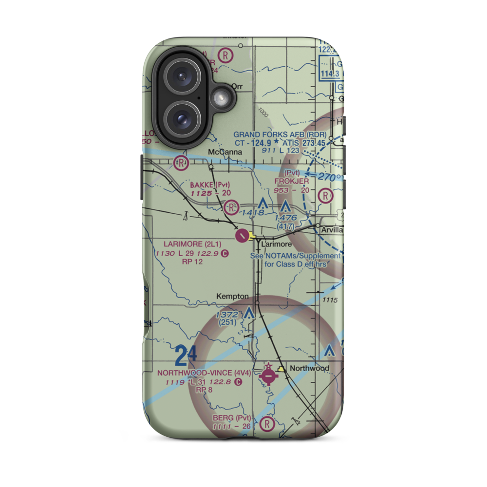Larimore Municipal Airport (2L1) VFR Sectional  Tough iPhone Case iPhone 16 Plus model shown