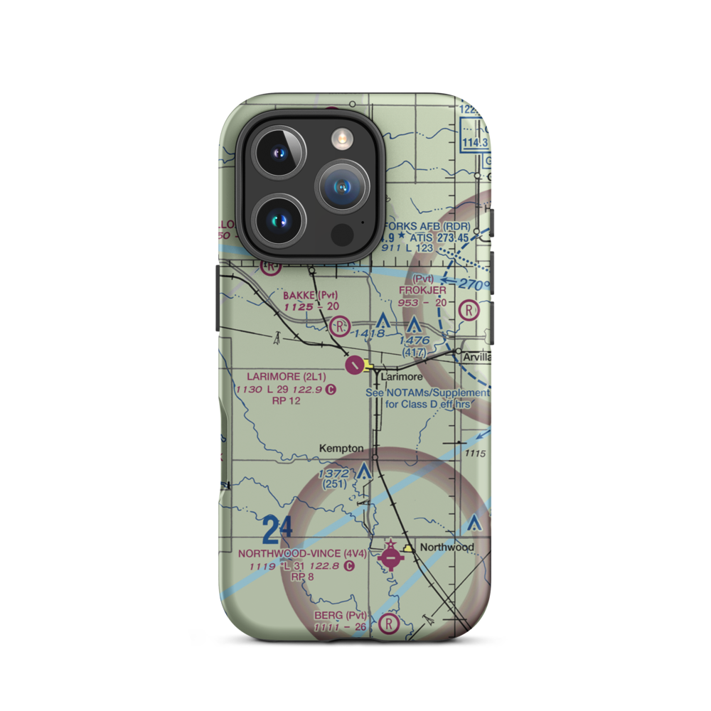 Larimore Municipal Airport (2L1) VFR Sectional  Tough iPhone Case iPhone 16 Pro model shown
