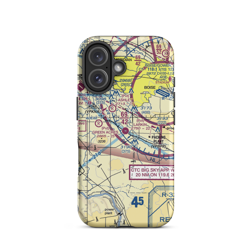 Larkin Airport (06ID) VFR Sectional  Tough iPhone Case iPhone 16 model shown