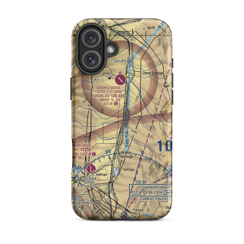 Larner Field (MT93) VFR Sectional  Tough iPhone Case iPhone 16 Plus model shown