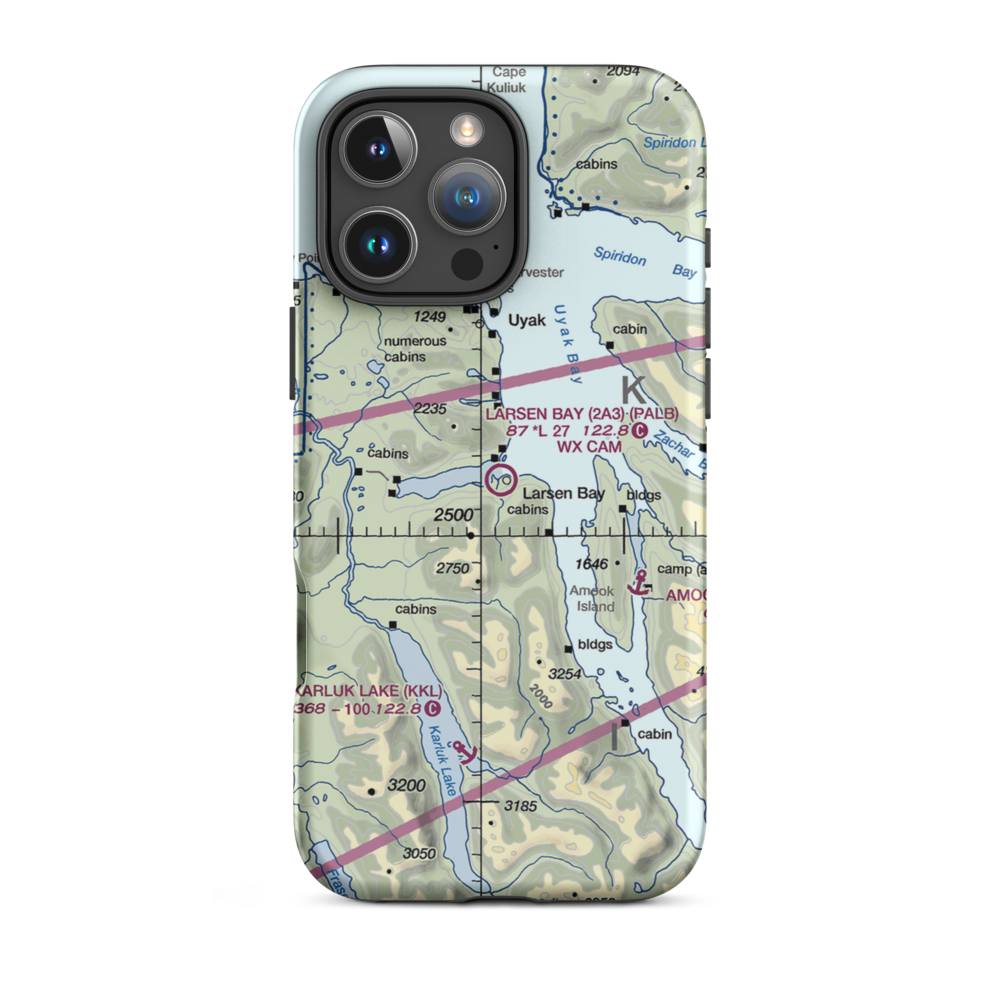 Larsen Bay Airport (2A3) VFR Sectional  Tough iPhone Case iPhone 16 Pro Max model shown