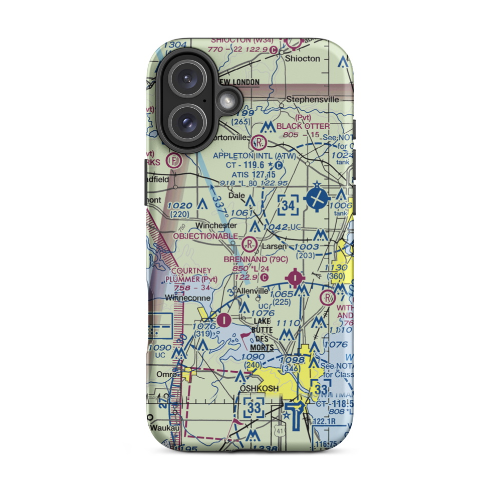 Larson Airport (WI91) VFR Sectional  Tough iPhone Case iPhone 16 Plus model shown