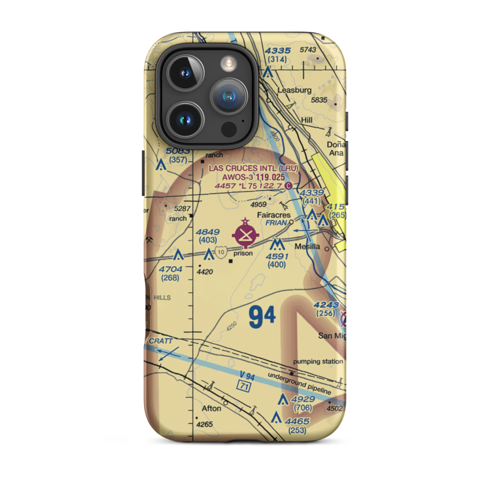 Las Cruces International Airport (LRU) VFR Sectional  Tough iPhone Case iPhone 16 Pro Max model shown