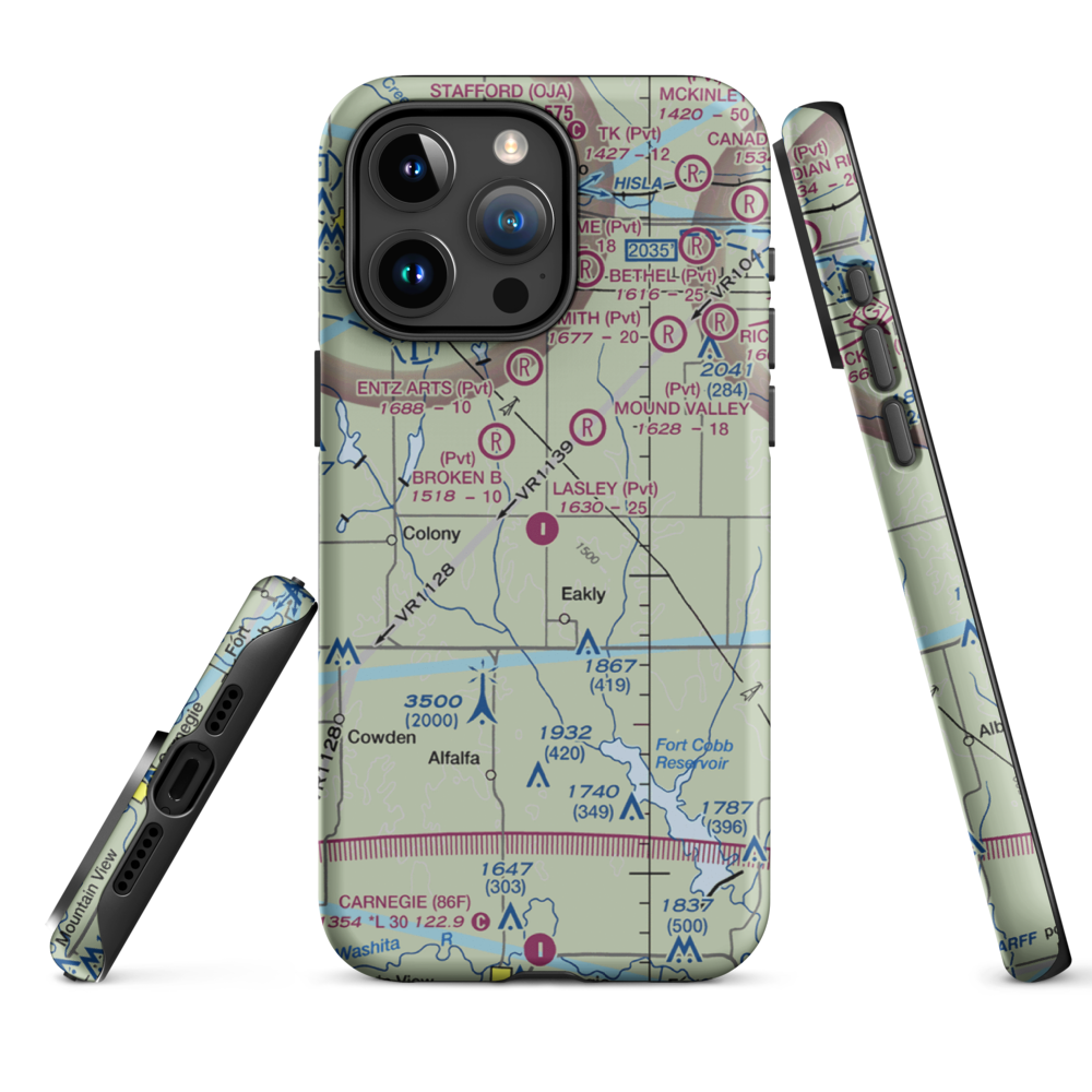 Lasley Private Airport (6OK8) VFR Sectional  Tough iPhone Case iPhone 15 Pro Max model shown