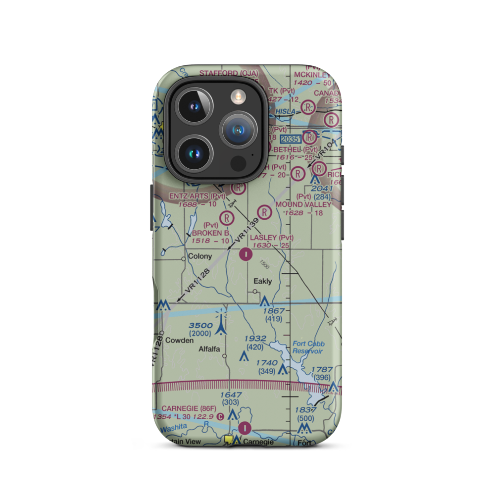 Lasley Private Airport (6OK8) VFR Sectional  Tough iPhone Case iPhone 16 Pro model shown