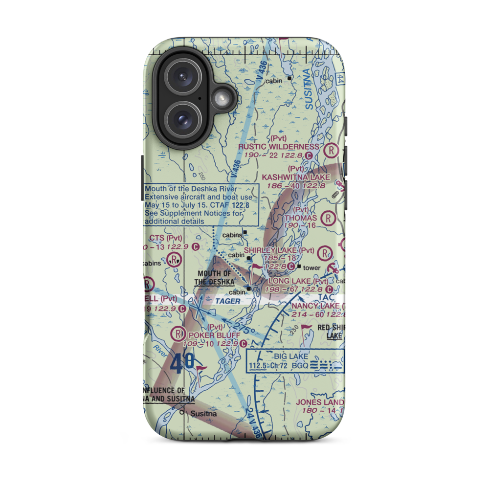 Laub Airport (3AK7) VFR Sectional  Tough iPhone Case iPhone 16 Plus model shown