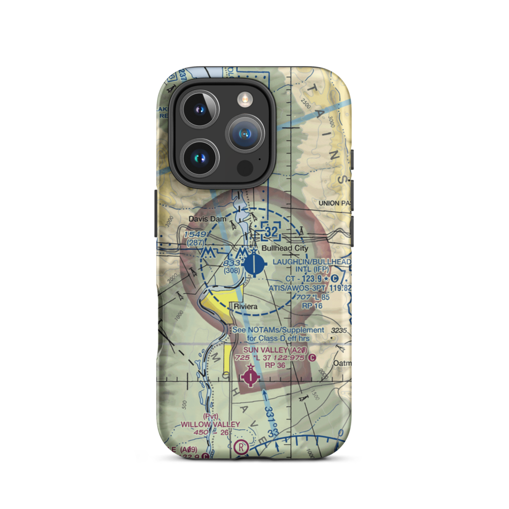 Laughlin Bullhead International Airport (IFP) VFR Sectional  Tough iPhone Case iPhone 16 Pro model shown