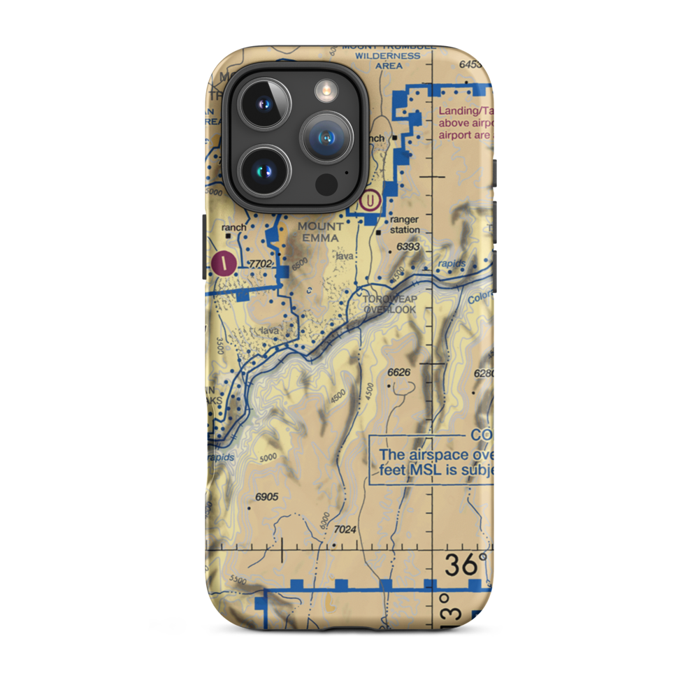 Lava Falls Heliport (HAE) VFR Sectional  Tough iPhone Case iPhone 16 Pro Max model shown