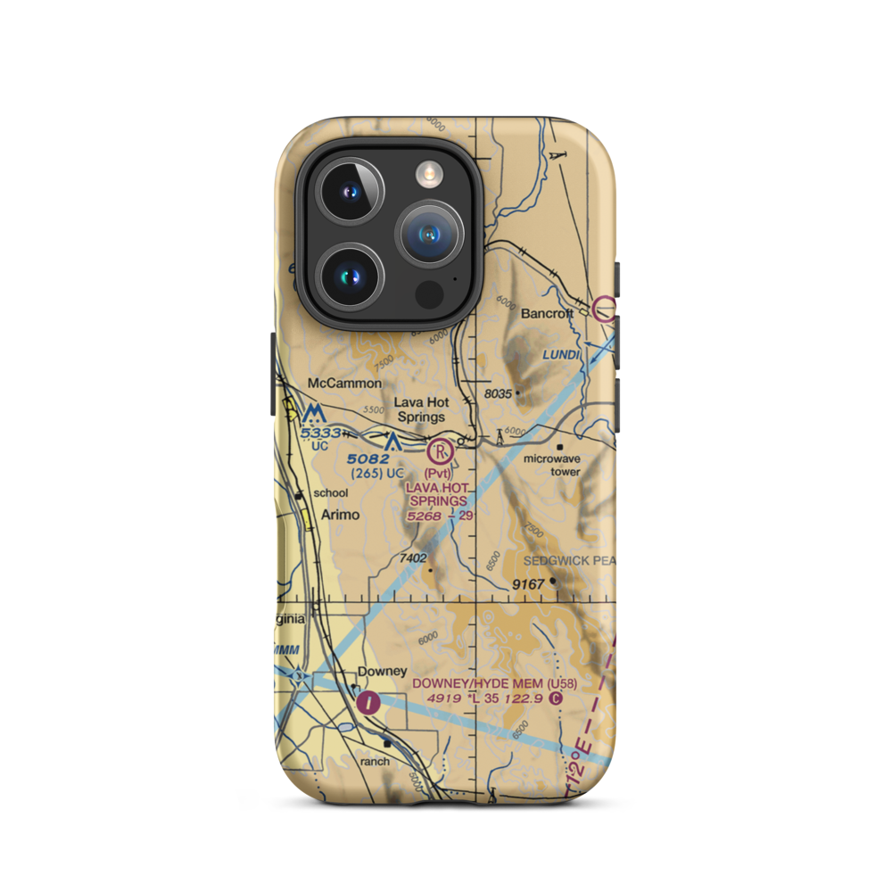 Lava Hot Springs Airport (01ID) VFR Sectional  Tough iPhone Case iPhone 16 Pro model shown